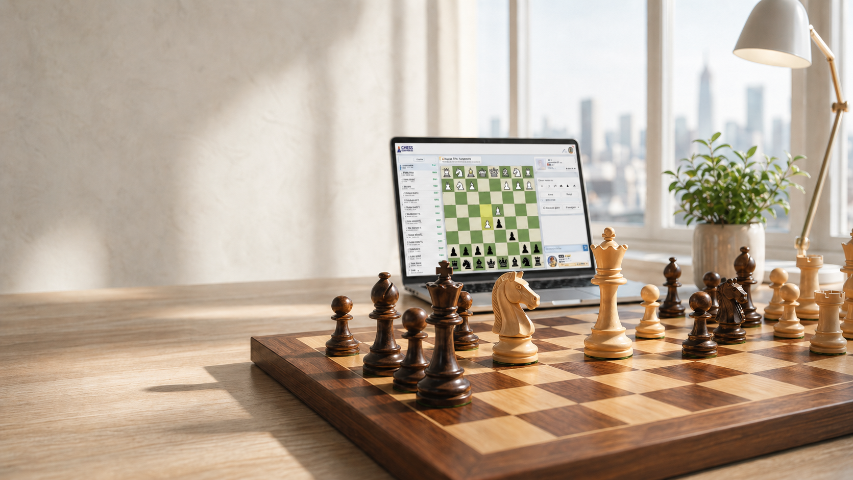Chess board prepared for online correspondence play